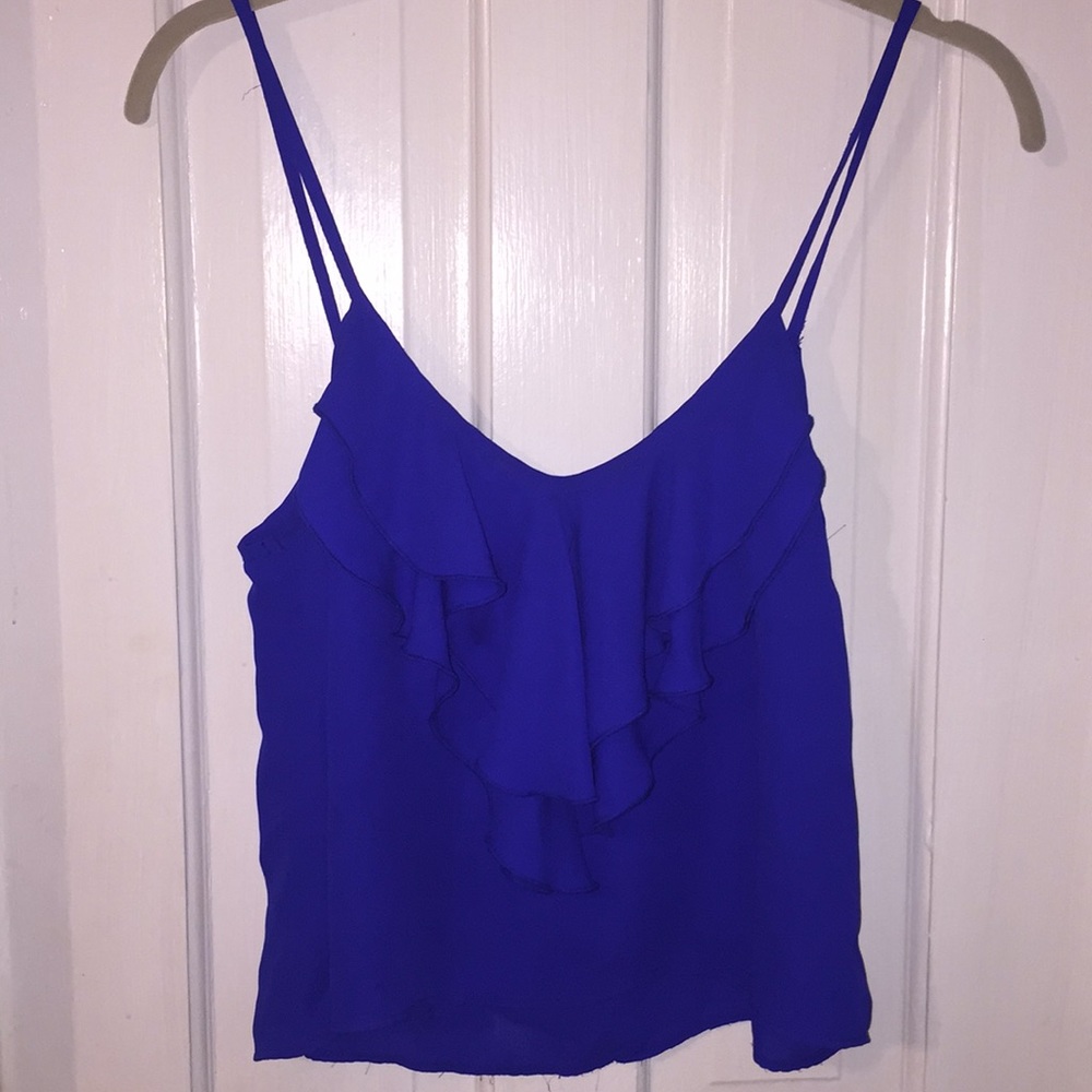 Blue Ruffle Tank Top